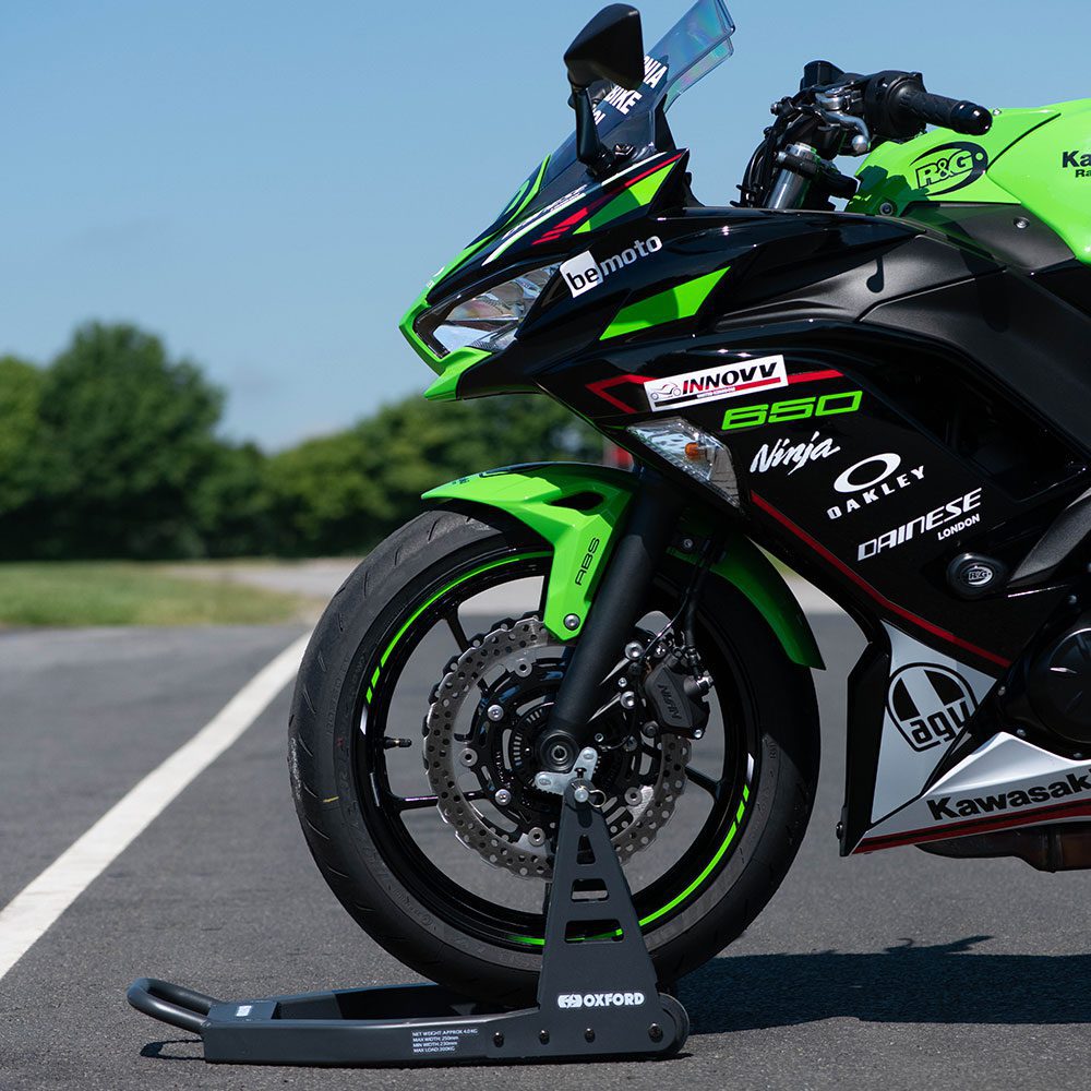 Oxford Zero-G LITE Front Motorcycle Paddock Stand OX285 Lifestyle 2