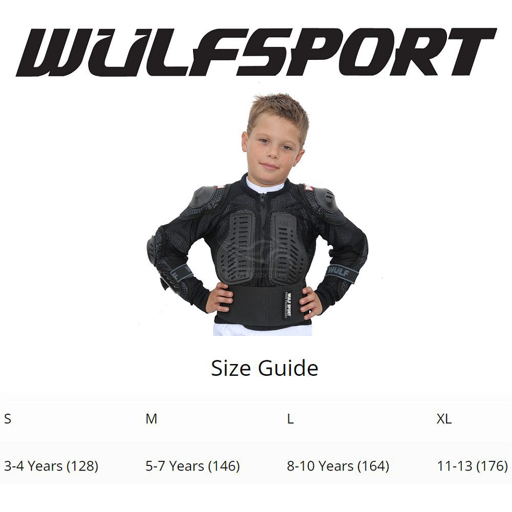 Wulfsport Cub Full Deflector Jacket Size Guide