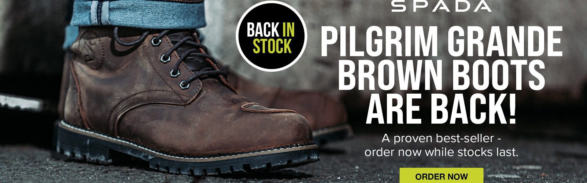 Spada Pilgrim Motorcycle Boots Web Banner 1