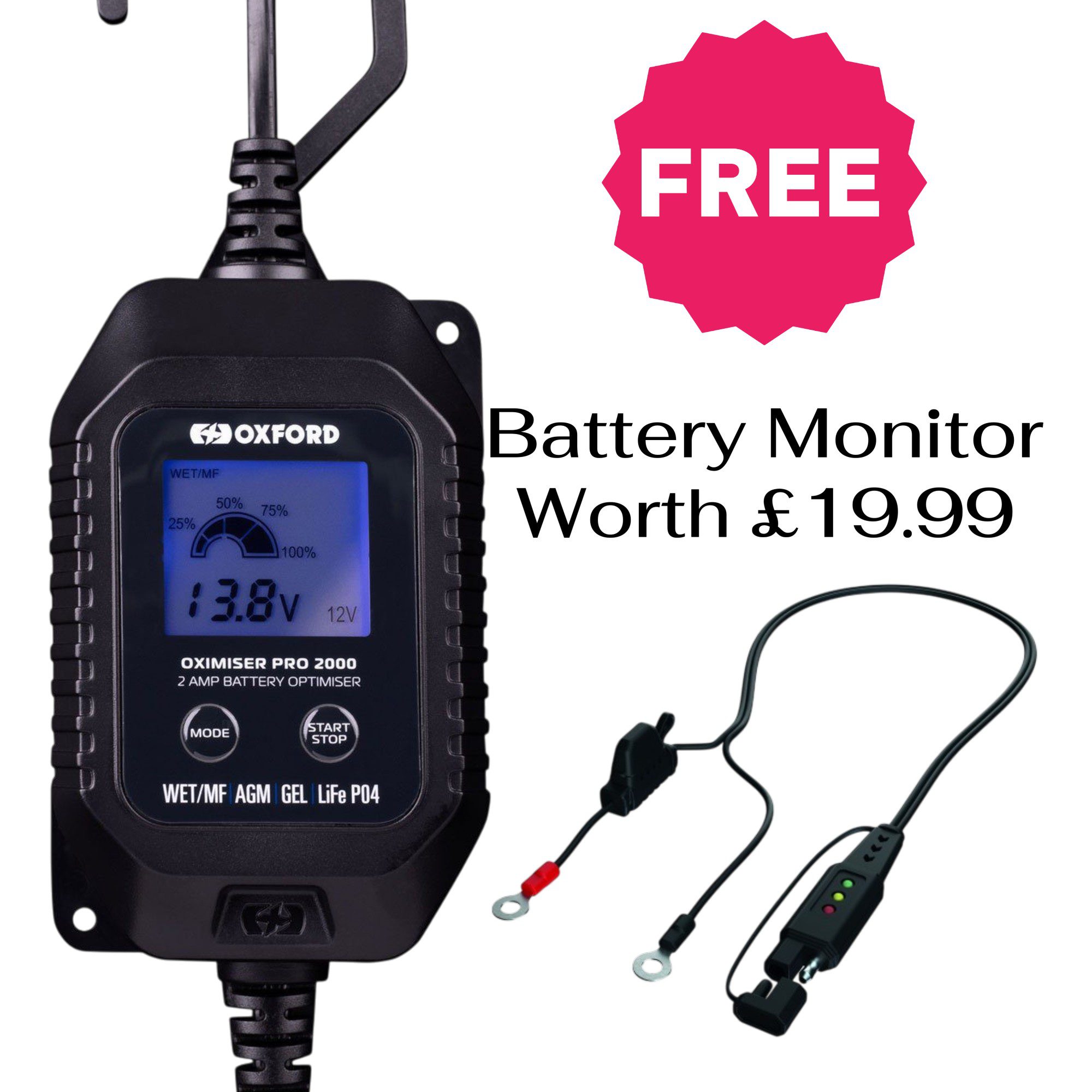 Oxford Oximiser 2000 Motorcycle Battery Charger Monitor 1