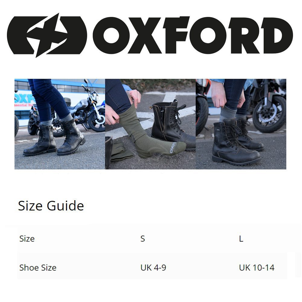 Oxford Thermal Motorcycle Socks Size Guide