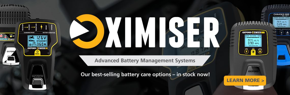 Oxford Oximiser Motorcycle Battery Charger Web Banner Oxford Oximiser Motorcycle Battery Charger Banner
