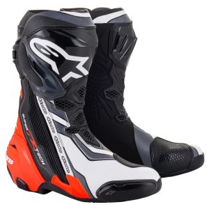 Alpinestars Supertech R Motorcycle Boots – Black/Red/White/Green Alpinestars Supertech R Motorcycle Boots Red Flo 1