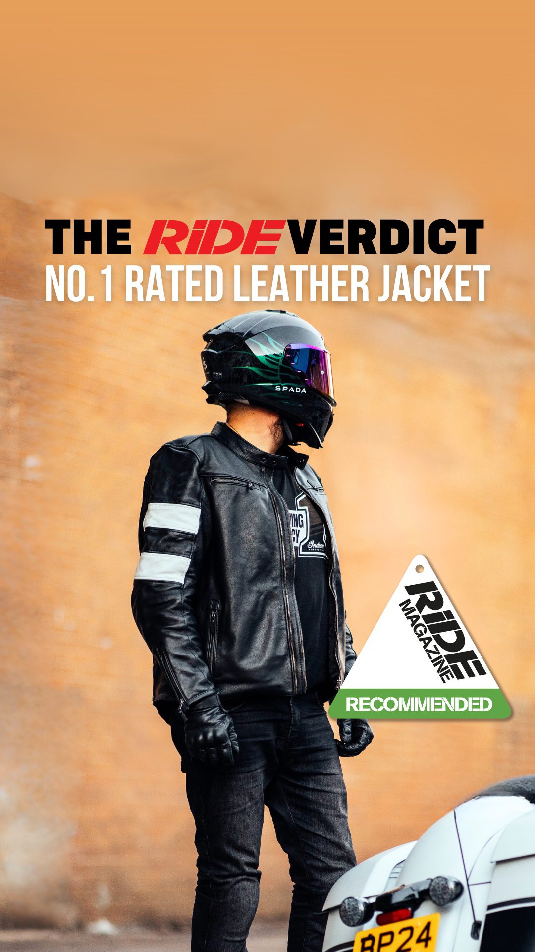 Shoei VFX-WR 6 Jammer Motorcycle Helmet – TC8 Spada Hanzo Leather Motorcycle Jacket Side Banner 2