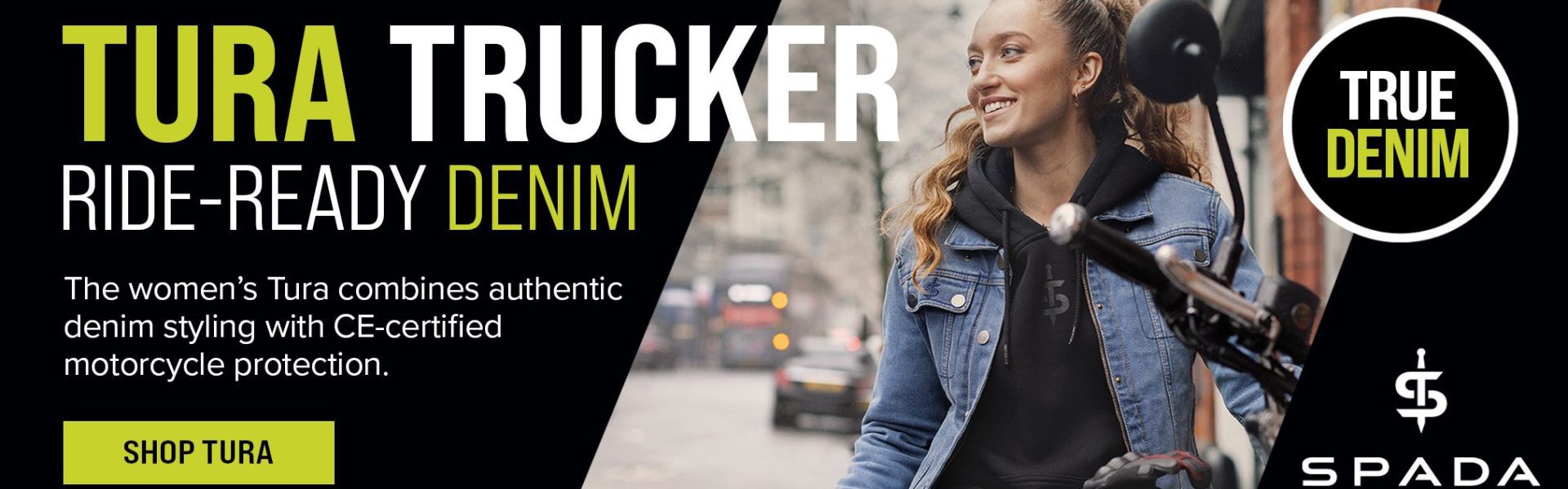 Spada Tura Trucker Denim Motorcycle Jacket Web Banner